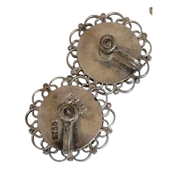 Vintage Mexico Sterling Intaglio Black Glass Mourning Bracelet & Earring Set - Picture 4 of 9